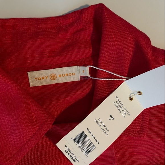 Tory Burch Landry Cropped Dress Jacket size 8 carnival red textured holiday - Picture 4 of 12